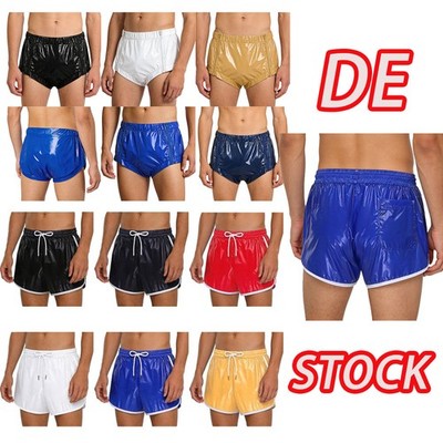 DE Herren Wasserdichte Nassaussehen Badehose Elastischer Bund Boxershorts 