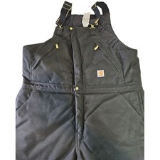 Carhartt Extremes R33 Bib Overalls Men 38x28 Black Quilted Zip To Waist Workwear