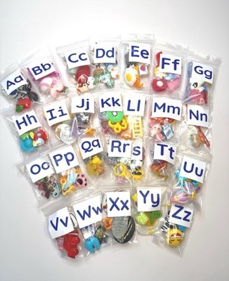 Alphabet Set With mini objects - 5 Per Letter - Reusable Labels  Arrives In Bags