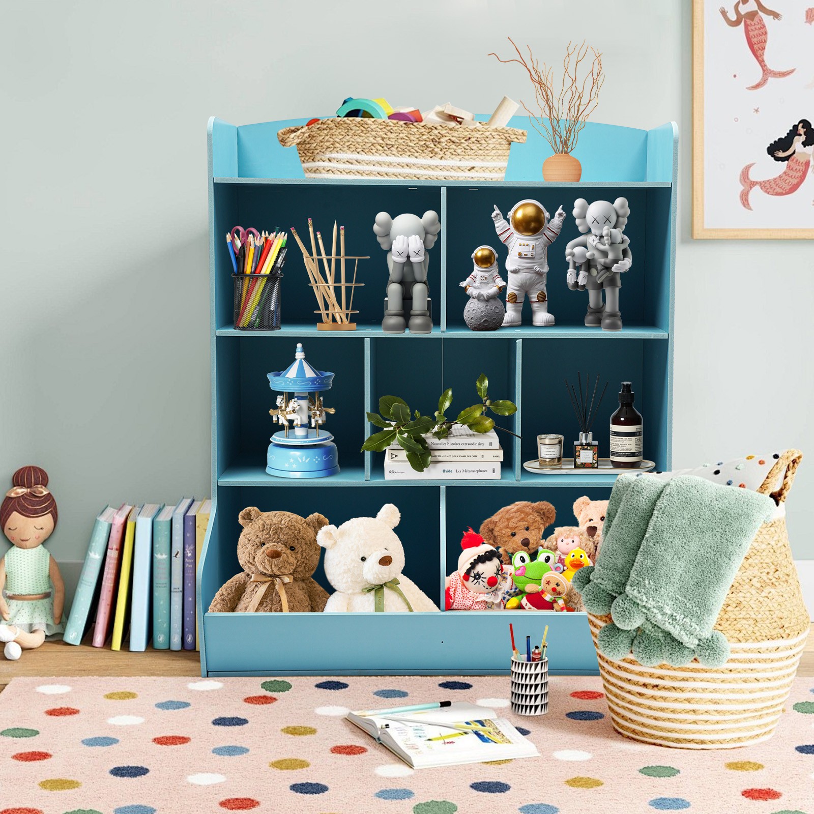 4-Tier Kids Toy Organizer & Bookshelf for Playroom Storage