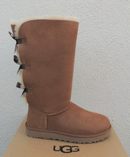 UGG CHESTNUT BAILEY BOW TALL II SUEDE/ SHEEPSKIN BOOTS, WOMEN US 7/ EUR 38 NIB