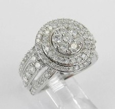 3Ct Round Cut Real Moissanite Cluster Men's Wedding Ring 14K White Gold Plated