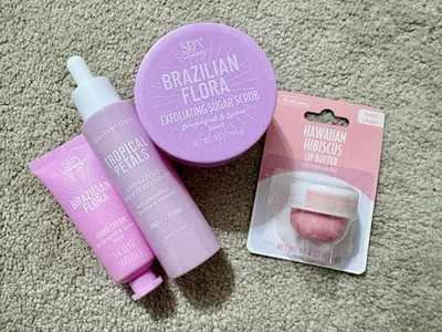  Spa Luxury  Brazilian Flora Bundle: Cream, Scrub, Oil, & Mini Lip Butter 4pcs