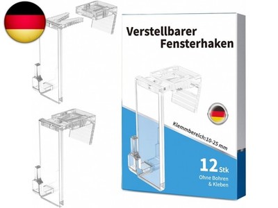 Ancable 12er Set Verstellbare Fensterhaken - Transparente Aufhänger mit 