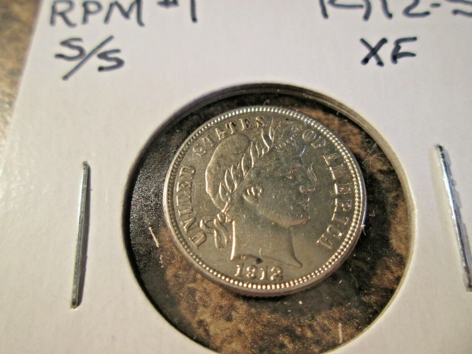 1912-S BARBER DIME RPM #1 S OVER S X.FINE  DDG - Image 3 of 4