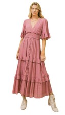 FLUTTER SLEEVE BOHO MAXI IN MAUVE