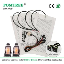 Universal Car Seat Heater Kit For 2-Seat Carbon Fiber Heating Pad 3-Level Switch