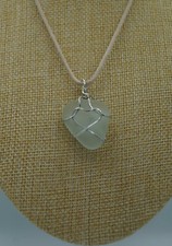 Ice Aqua Sea Glass Pendant: Rounded Triangle Shape P 7 