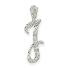 Sterling Silver Textured Letter J Initial Slide Charm Pendant