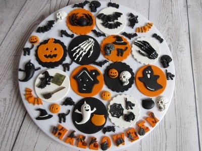 Edible Halloween Cake Decorations Edible Ghosts Bats Skulls Cats