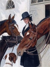 Horses Yard People Dog Accent Tile Mural Kitchen Bathroom Backsplash Ceramic