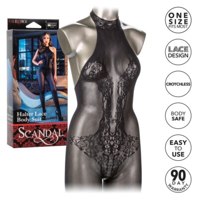 California Exotics Scandal Halter Lace Body Suit Female Sexy Lingerie