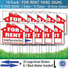 10 Pack FOR RENT SIGNS 18x24 Yard Signs Lawn Signs 2 Sided FREE SHIPPING