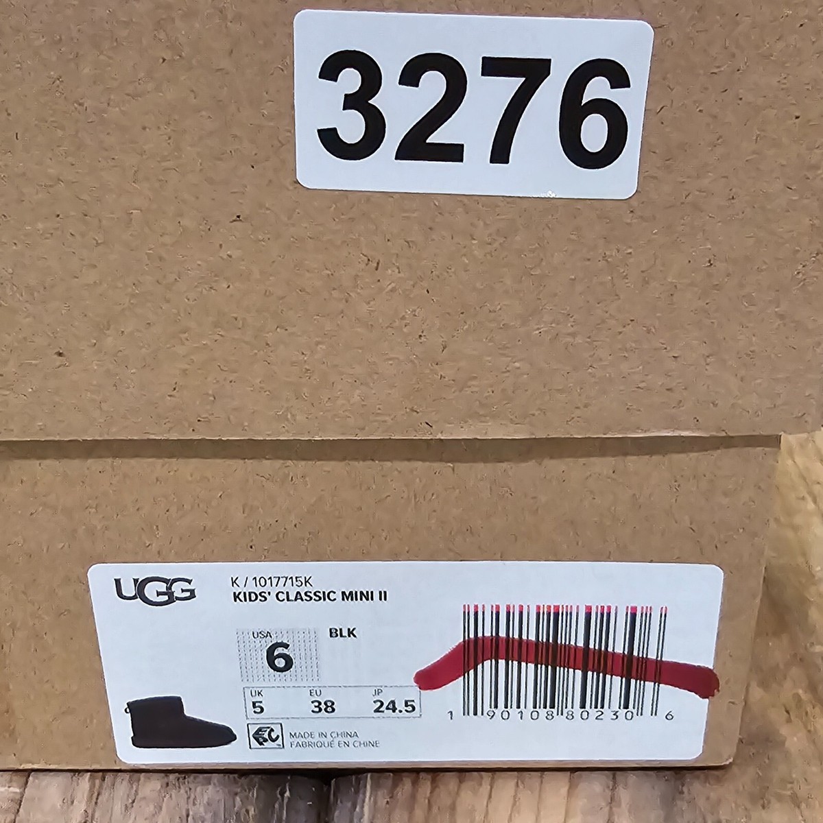 UGG KIDS CLASSIC MINI II BOOT BLACK SUEDE SHEARLING SIZE US