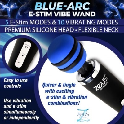 Blue-Arc E-Stim Vibrating Massage Wand Electronic Zeus Stimulation Massager Powe