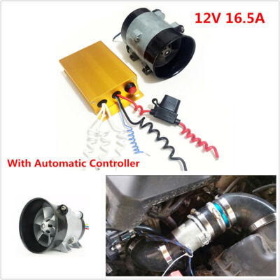 12V 16.5A Car Electric Turbine Power Turbo Charger Boost Bold Lines w/Controller