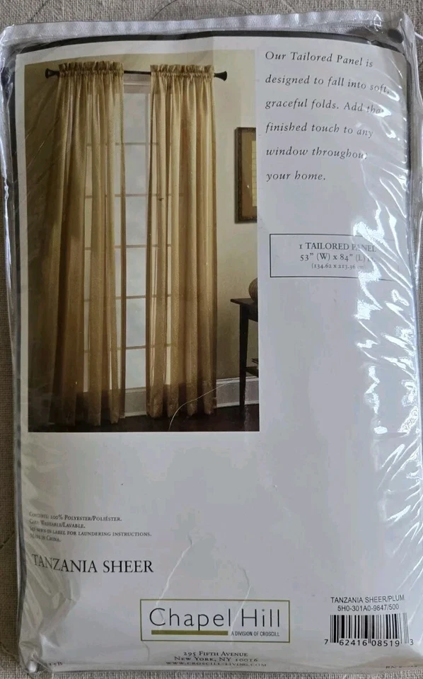 Panel de cortina transparente a medida Croscill Chapel Hill - ciruela púrpura texturizada - 53" x 84" Foto 3 de 4