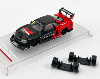 AL CM 1:64 Black Advan GTR ER34 LBWK Skyline Sports Model Diecast Collect Car