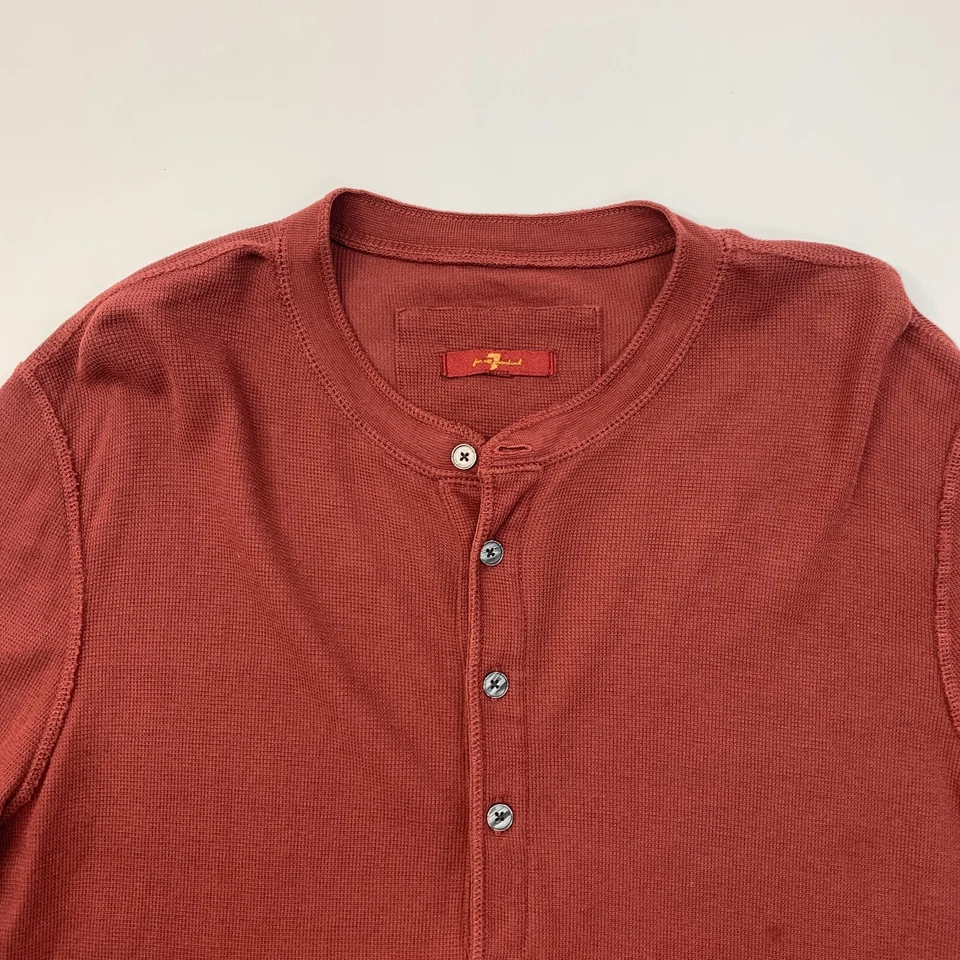 Camisa Henley 7 For All Mankind Hombres S Pequeña Ajustada Elastizada Algodón Manga Larga *LEER Foto 3 de 4