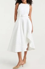 Women Cinq A Sept Round Neck Sleeveless A-line Denim Midi Dress