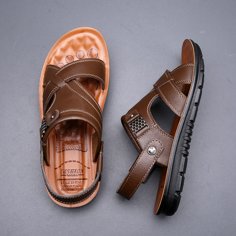 PANTOFOLA D’ORO Sandali da uomo in pelle casual sportivi scarpe da spiaggia morbide ciabatte da casa