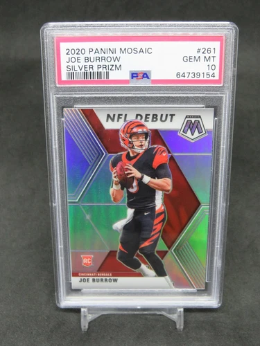 2020 PANINI MOSAIC JOE BURROW DEBUT SILVER RC #261 PSA 10 CINCINNATI BENGALS JM