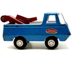 Vintage Tonka Blue Tow Truck Wrecker Pressed Steel 4.5" Long