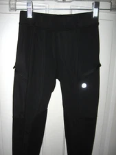 SANTINY GIRLS EQUESTRIAN RIDING PANTS BREECHES SZ S BLACK KNEE PATCHES EUC
