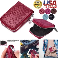 Women Men Minimalist Wallet Leather Wallet Leather Card Holder Zipper Purse US