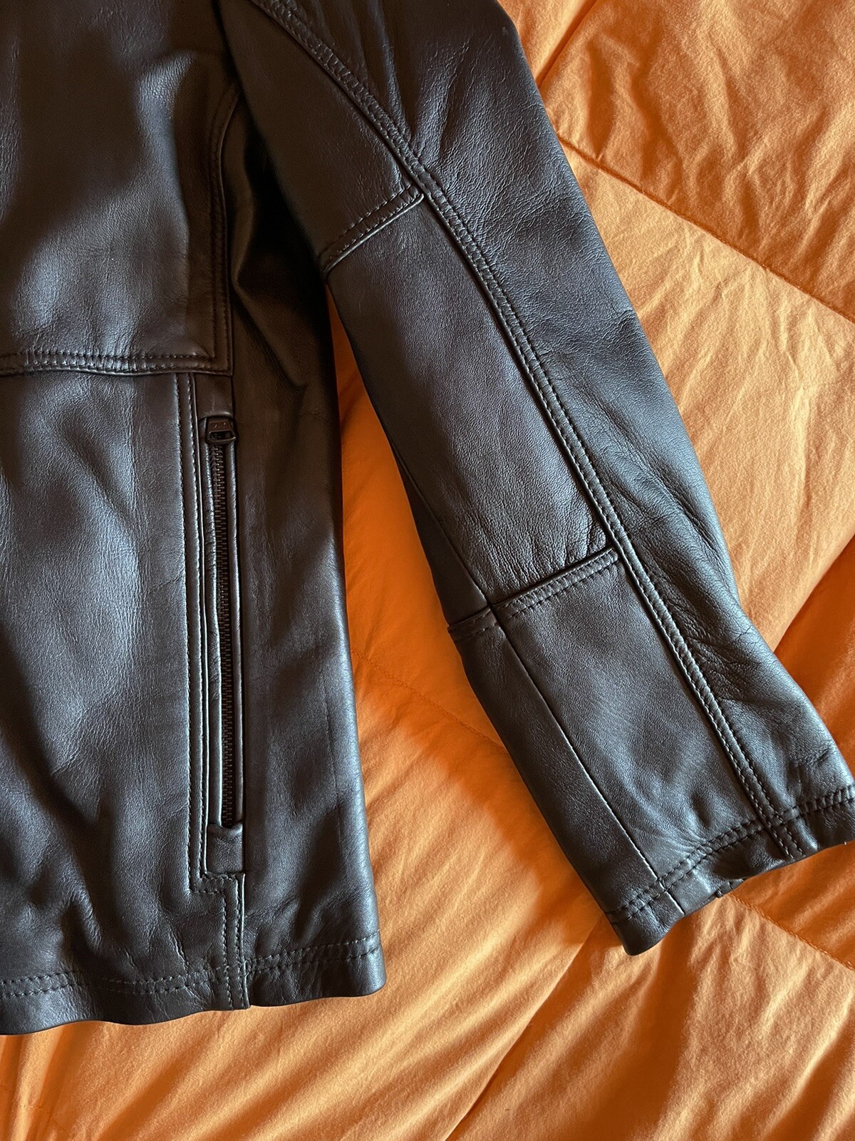 Mens Leather Jacket (ANDREW) MARC NEW YORK Lambskin Leather Dark Brown Small NWT image 8