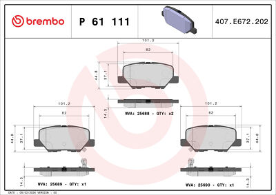 BREMBO P 61 111 Bremsbelagsatz, Scheibenbremse für CHANGAN,CITROËN,MAZDA,MAZDA (