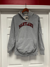Steve  Barry Vintage Maryland Gray Heavyweight Hoodie Sweatshirt Sz S/M flaw