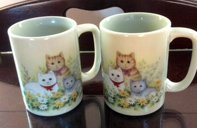OTAGIRI Cat Kitty Kitten Coffee Cup Mug / Japan/ Set of 2.