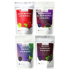 Immune Boost Bundle: 100% USA Raspberry, Aronia, Black Currant, Elderberry 4 Pak