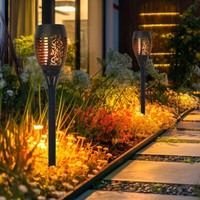 AußEnleuchte Fackelleuchte Stecklampe Solarlampe Led Feuereffekt Schwarz Beet 2X
