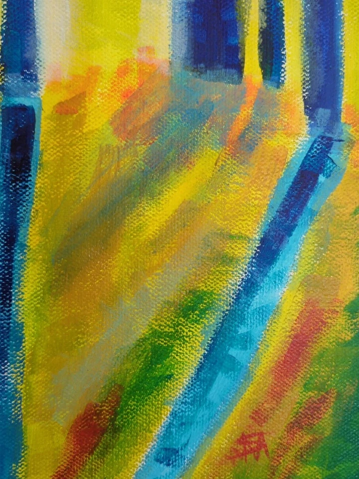 Paisaje Árboles Gato Pintura Original Coleccionable Arte Forestal Samantha McLean Foto 4 de 4