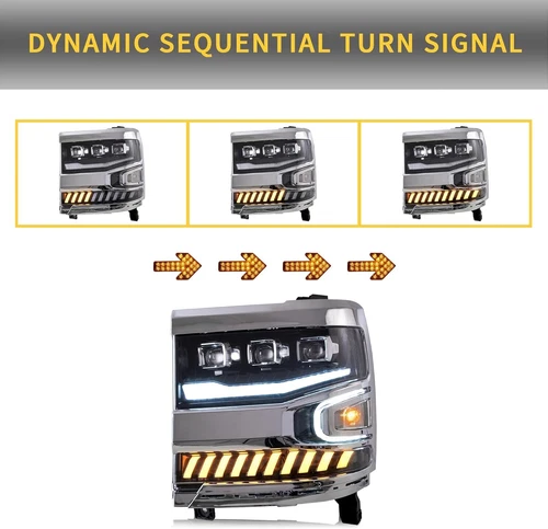 Pair Fits Chevrolet Silverado 1500 2016-2018 LED Headlights w/Startup Sequential - Picture 4 of 15