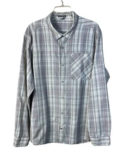 Toad & Co Long Sleeve Vented Fishing Shirt Gray Plaid Men's XL Roll Tab Sleeves