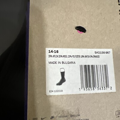 NIKE ACG CREW SOCKS MENS (2 PAIRS) [SK0156-967] Sz 14-16 BLACK