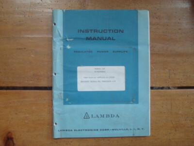 Lambda Electornics Model LM B Package Regulated Power Supplies Instruction Manua