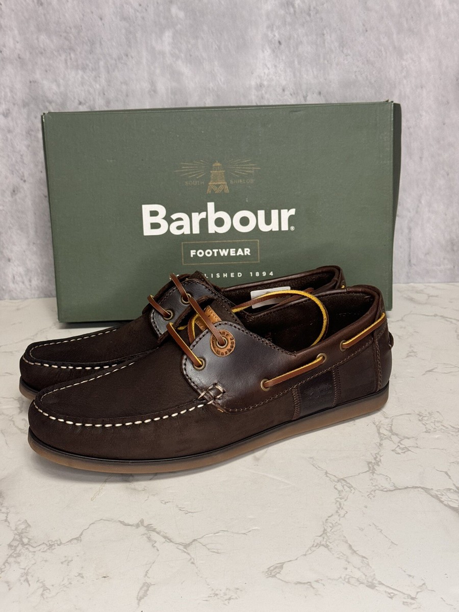 Barbour Capstan Men Boat Shoes Casual Elegant Shoes Brown Nubuck Size UK  NEW