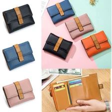 Women RFID Blocking Genuine Leather Wallet Trifold Card Holder Hasp Mini Handbag