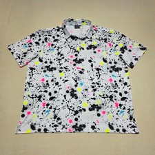 Sunday Swagger Men 3XL Paint Splatter Performance Golf Polo Shirt Multicolor
