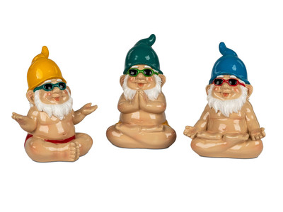 3er Set Dekofiguren Yoga Gartenzwerge SUNSHINE H. 17cm Formano Garten S25