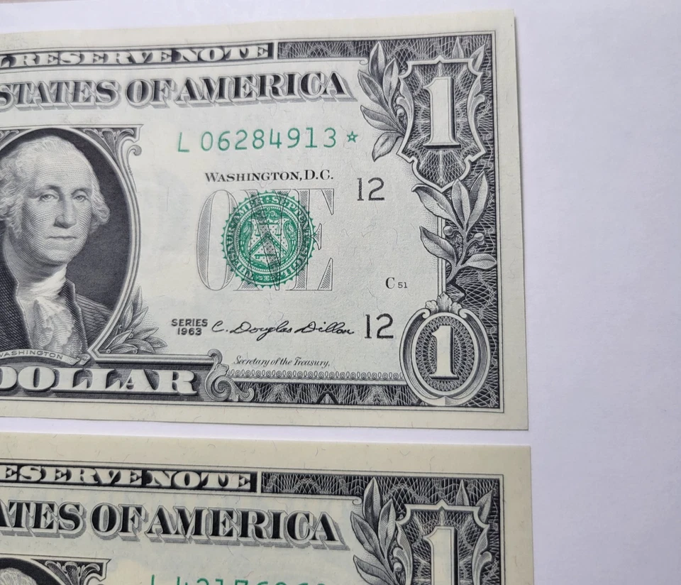 1963 A+B SanFran Fed Res $1 STAR Replacement Notes ~ Gem/Ch Uncirculated ~3 Pcs - Image 4 of 4