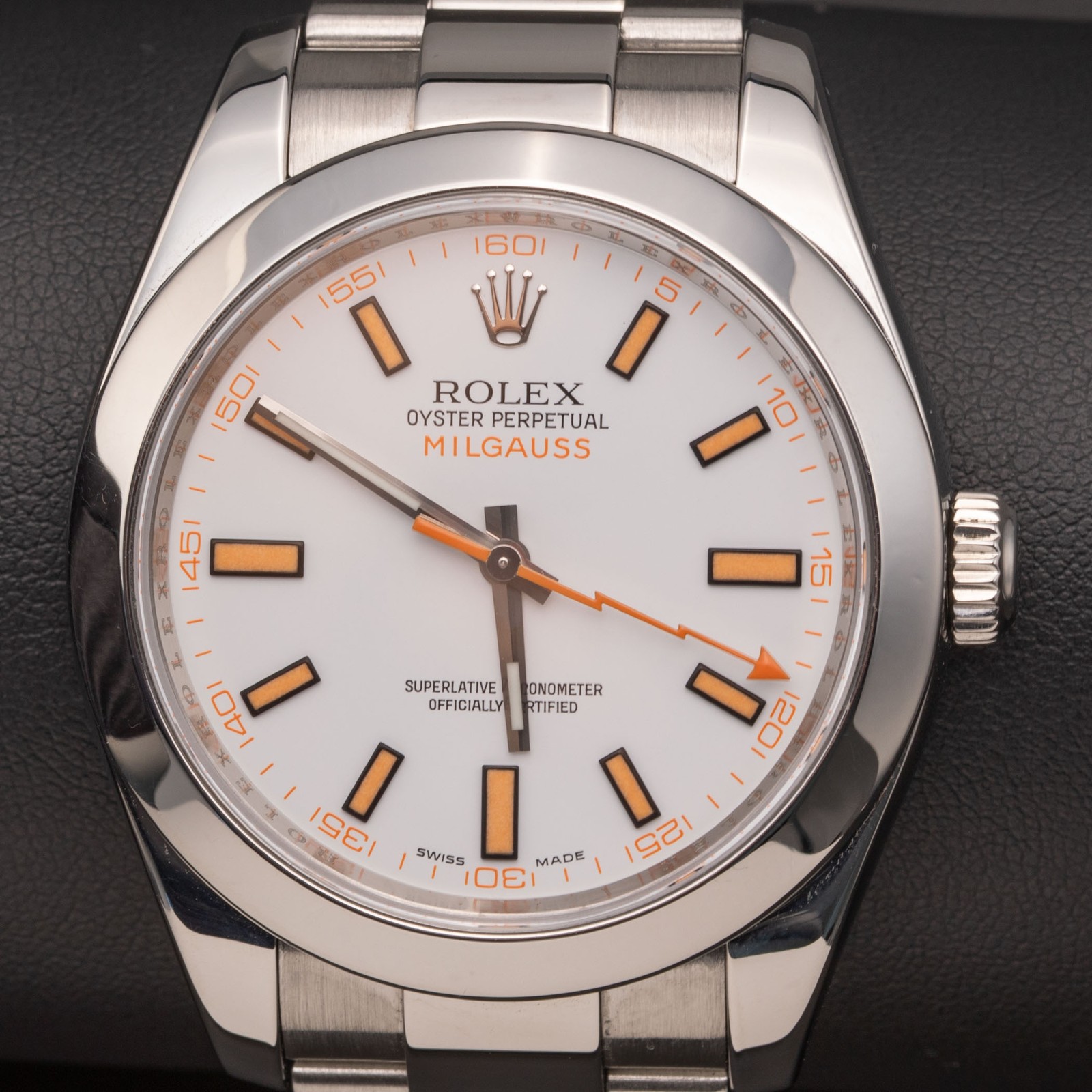Rolex Watch Milgauss Smooth Bezel Index 40mm White Dial 116400