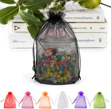 100 Pack Premium Sheer Organza Bags 6x9 inches Mesh Gift Bags Drawstring for, We