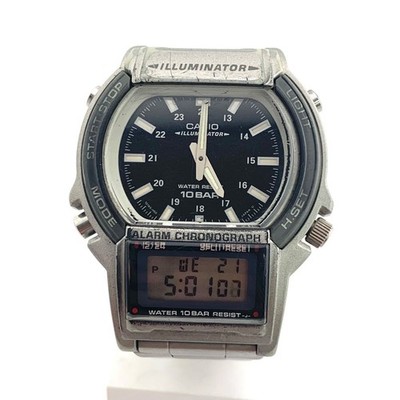 CASIO ILLUMINATOR AW-61 10BAR men Quartz Black Dial Watch Japan - Rank B