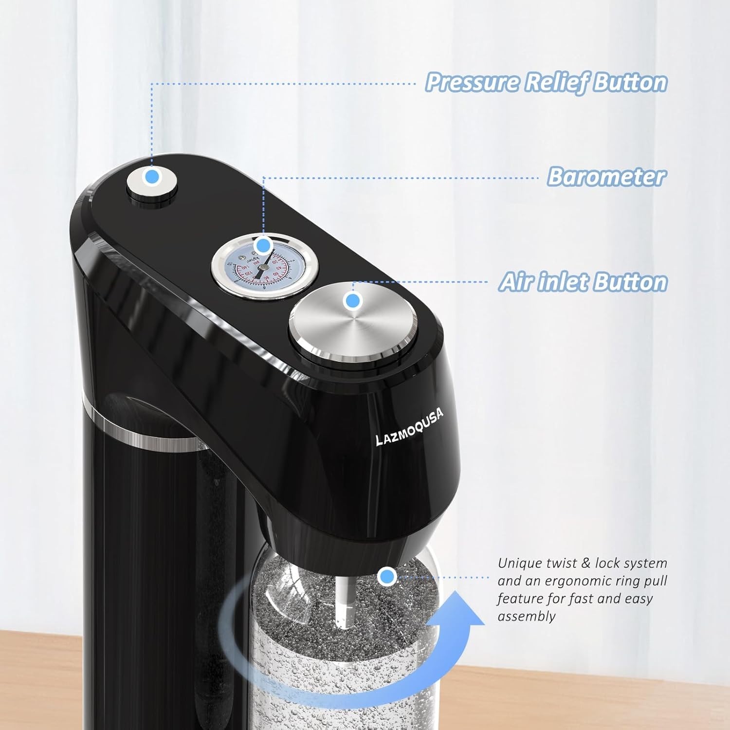 Compact Manual Carbonated Drink Maker: Healthy Home Soda Fountain with 1L Bottle