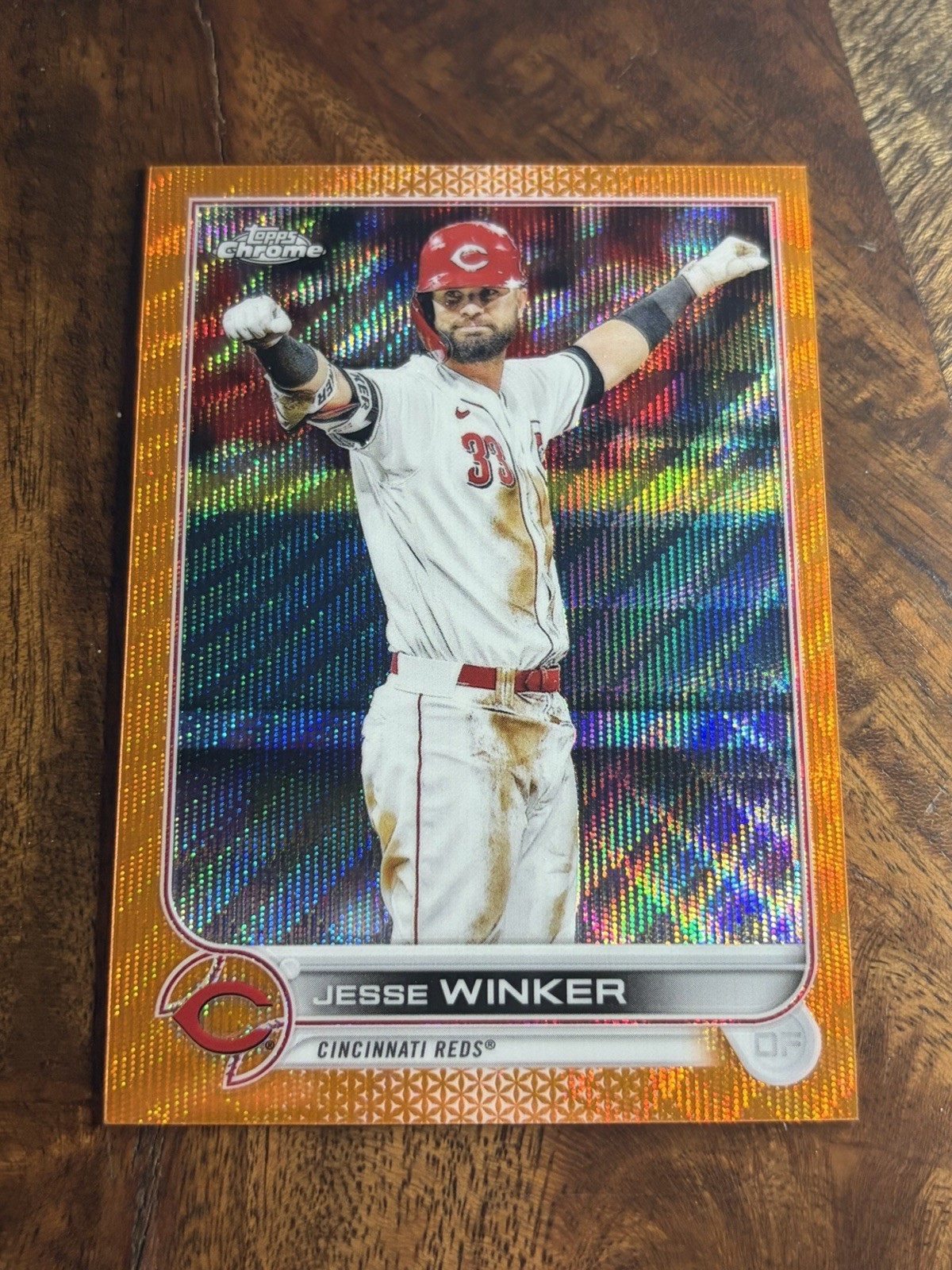 2022 Topps Chrome - Jesse Winker #21 Orange Wave Refractor /25